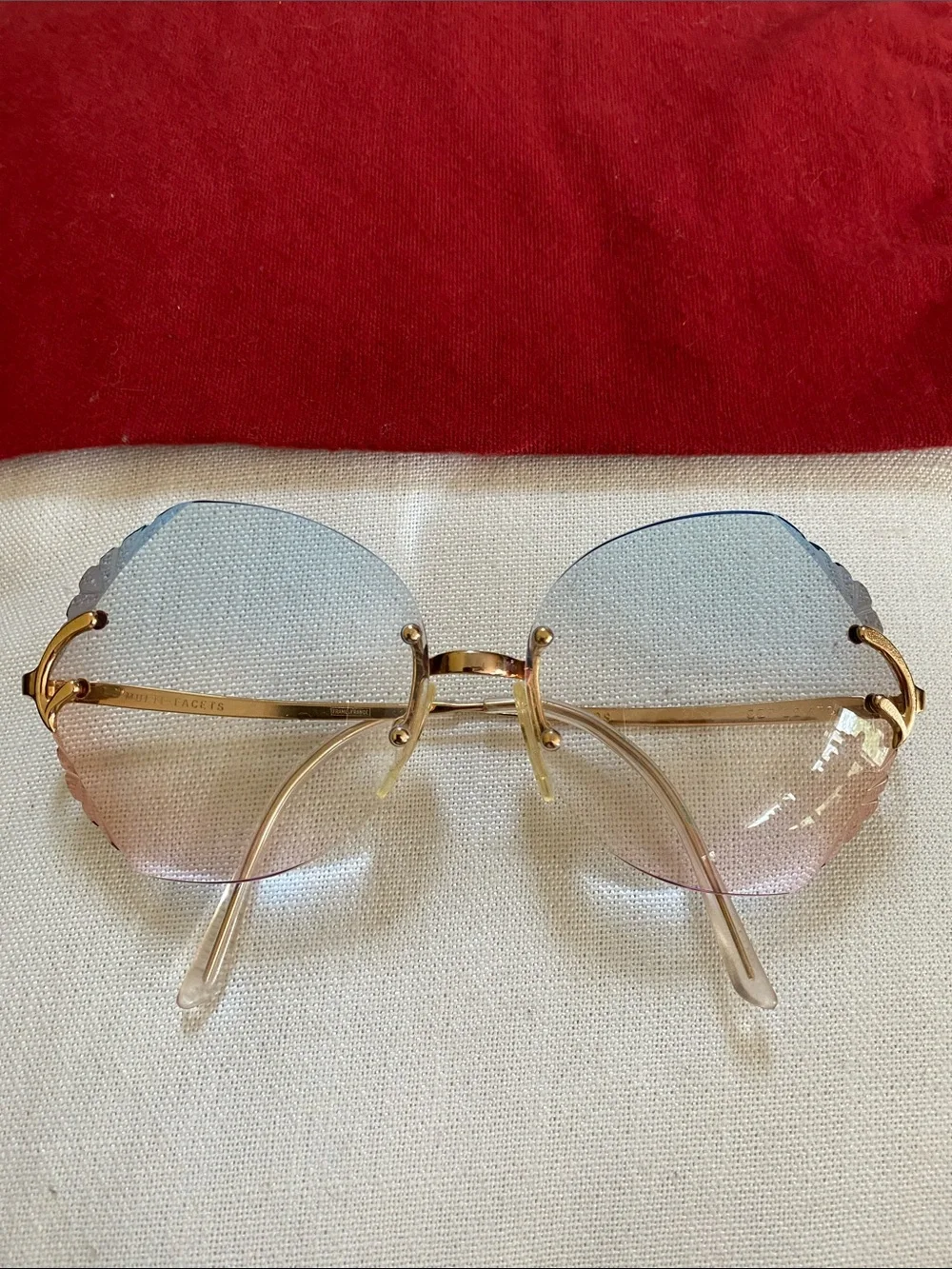 France Gold GEP 22 KTS Multi Facets Blue To Pink Graduated Lenses Rx Glasses